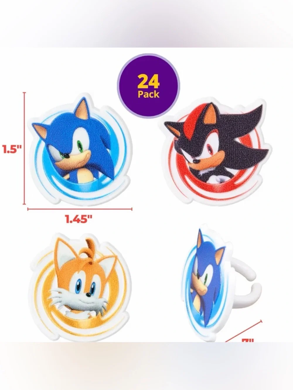 Sonic Theme Bday Banner, Cupcake Toppers & Candle